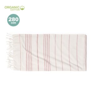 Asciugamano Pareo Tropical in Cotone Organico | Eco-friendly & Stiloso beige e rosso