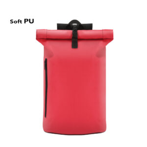 Zaino 'Vlad' in PU con design minimalista, tasca principale a fibbia, scomparto imbottito per laptop e spallacci regolabili. Colore rosso